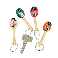 Fun Express - Mini Wooden Maraca Key Chains for Cinco de Mayo - Apparel Accessories - Key Chains - Novelty Key Chains - Cinco de Mayo - 12 Pieces