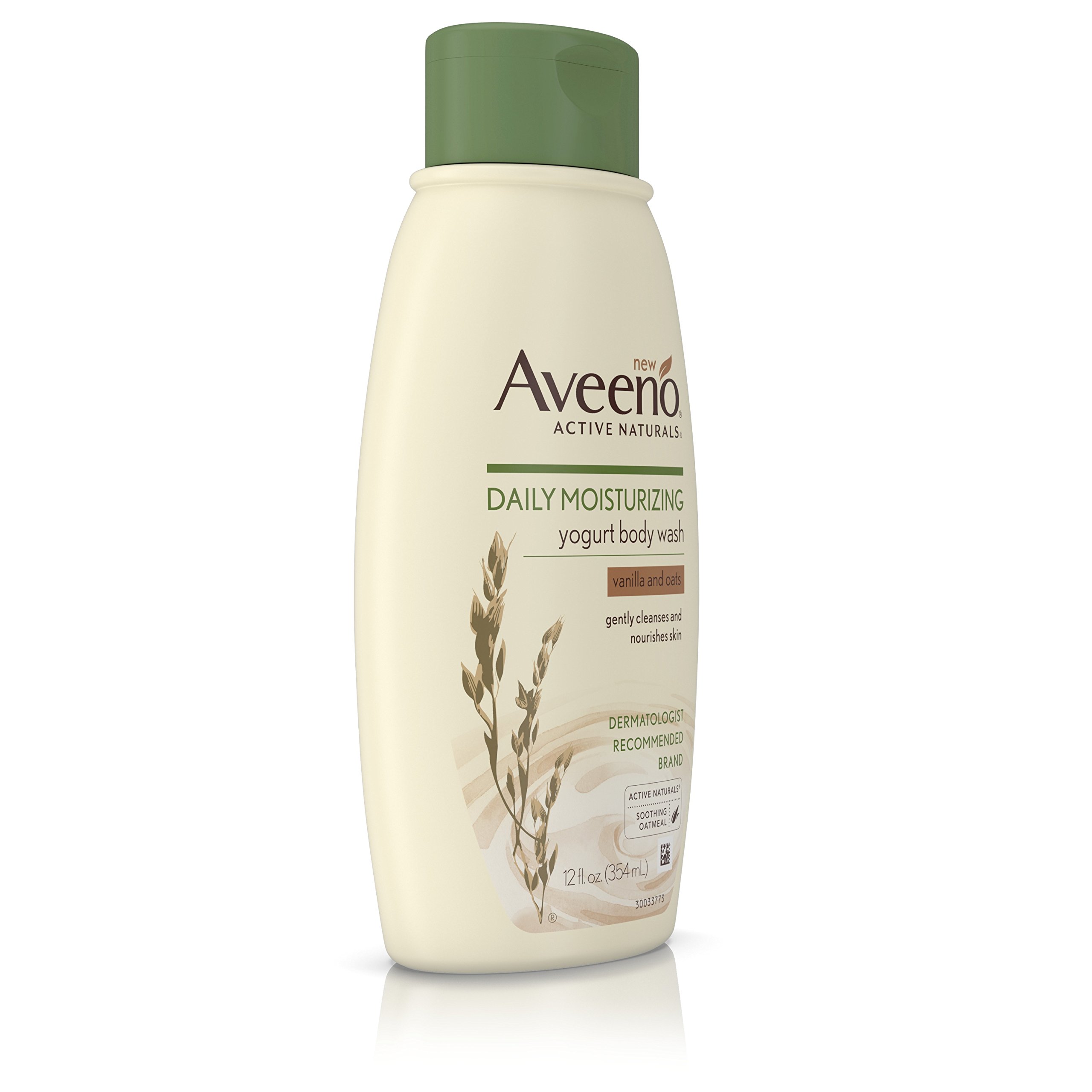 Aveeno Daily Moisturizing Yogurt Body Wash for Dry Skin with Soothing Oat & Vanilla Scent, Gentle Body Cleanser, 12 fl. oz (Pack of 3)