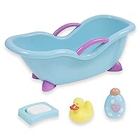 JC Toys 4-Piece Blue and Pink Baby Doll Bath Gift Set Fits Most Dolls up to 11” Dolls - Ages 2+ - Designed by Berenguer Boutique Baby Doll