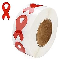 Small Red Ribbon Awareness Stickers - Small Red Ribbon Shaped Stickers for Heart, AIDS/HIV Awareness & Fundraising (1 Roll - 250 Stickers)