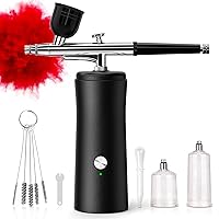 MEEDEN Airbrush Kit with Portable Mini Air Compressor Makeup Hobby for Painting Nail Model Gravity Feed Dual-Action 0.5mm Airbrush Gun Tattoo Cake Cleaning Set 