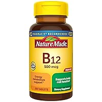 Vitamin B12 500 mcg, Dietary Supplement for Energy Metabolism Support, 200 Tablets, 200 Day Supply
