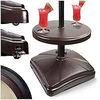 Table Umbrella Base w/ Easy Rolling Outdoor Umbrella Stand (up to 125lb) Heavy Duty Universal Design for Weighted Commercial Patio & Deck Big Mobile Sun Shade w/ Hidden Wheels (Bronze)