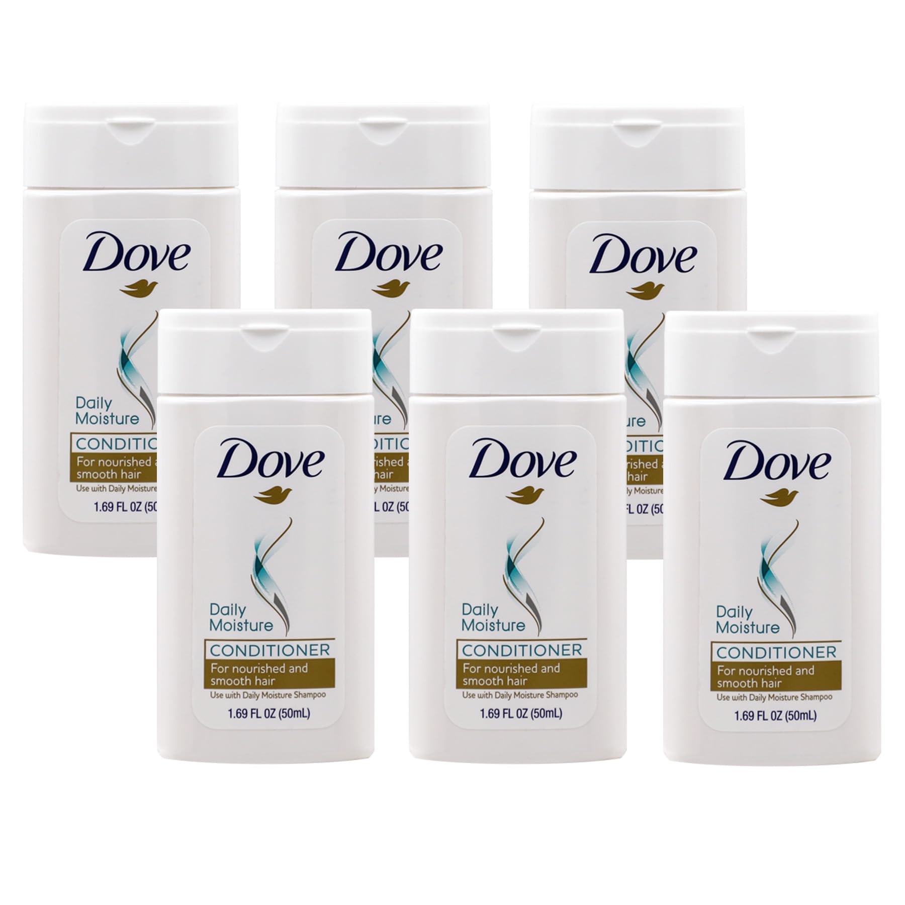 Dove Conditioner, Daily Moisture, Nourishing System for Smooth Hair, 6-Pack, 1.7 FL Oz, 6 Bottles