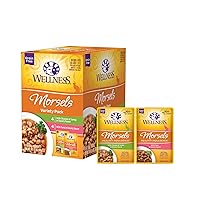 Wellness Healthy Indulgence Morsels Grain-Free Wet Cat Food, Made with Natural Ingredients and Quality Proteins, Complete and Balanced Meal, 3 oz Pouches (Morsels Variety Pack, 8 Pack)