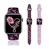 2 Pack Holiday Watch Bands Compatible with Apple Watch 38mm/40mm/41mm/42mm/44mm/45mm for iWatch SE/Series 7 6 5 4 3 2 1, Replaceable Soft Silicone Sport Watch Bands for Women Men