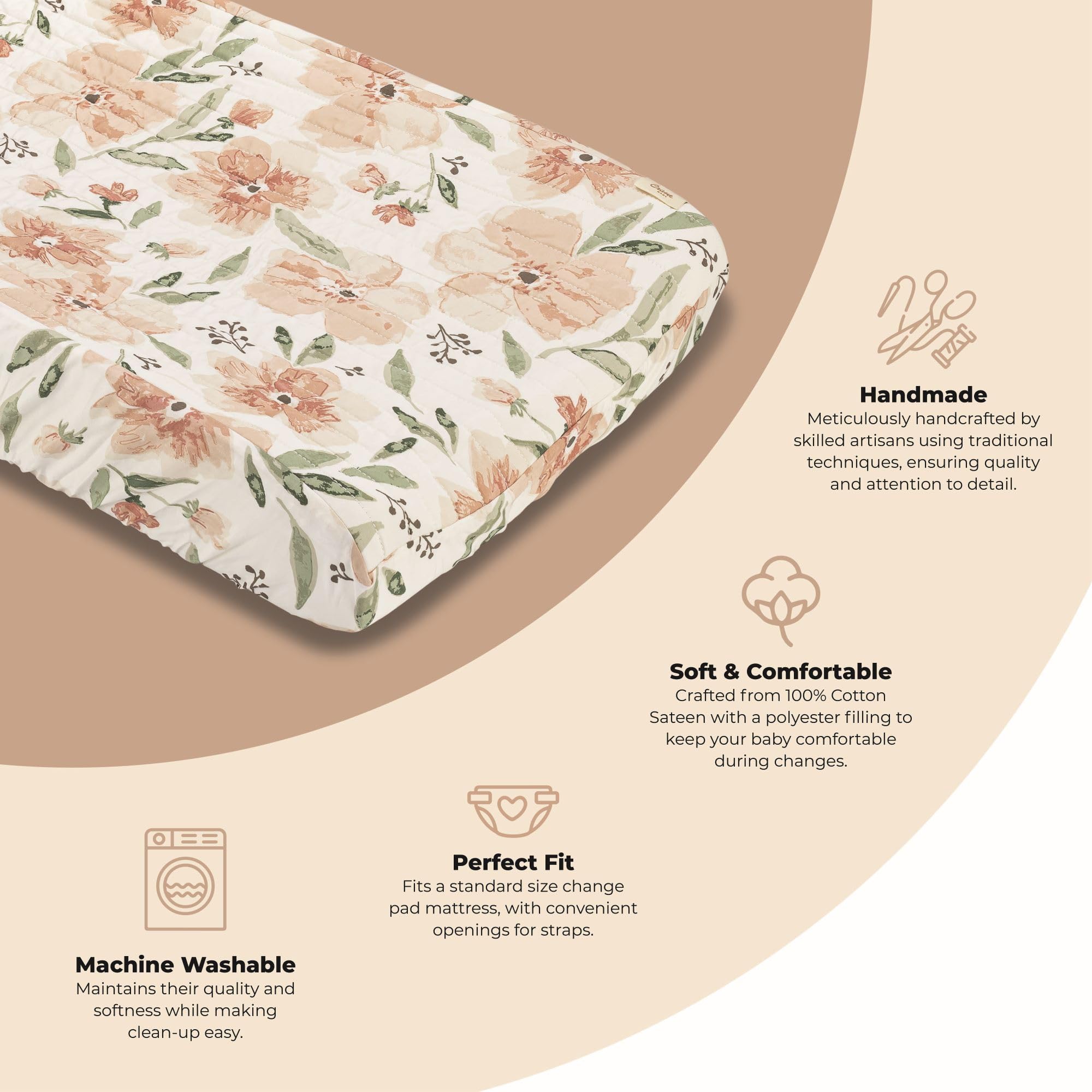 Parker Quilted Floral Change Pad Cover