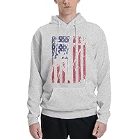 Mens Athletic Hoodie Vintage-Lineman-American-Flag Gym Long Sleeve Hooded Sweatshirt Pullover With Pocket