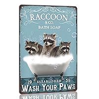 Funny Raccoon Bathroom Decor Metal Tin Sign Decor Raccoon Pet Lovers Gift Home Bar Farmhouse Bathroom Decor Retro Wall Art Poster Vintage Bathroom Accessories 8x12 Inch
