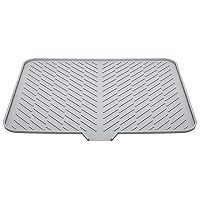 Silicone Dish Drying Mat with Built-in Drain Lip - Hygienic Drying Pad - Sturdy Compact Easy to Clean Tray Protects Surfaces Prevents Water Build Up - 23 X 17 (Grey)