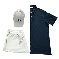 Men's Cotton Polo T-Shirt, Bermuda Short and Hat Set (3-Piece) Active Wear
