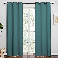 NICETOWN Thermal Insulated Solid Grommet Blackout Curtains/Drape for Living Room (Sea Teal, 1 Pair, 42 by 84-Inch)