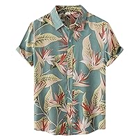 Vintage Hawaiian Shirt Black Button Down Polo Shirt Big and Tall Casual Polo Shirt Summer Mens Tshirts