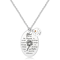 Inspirational God Grant Me Serenity Prayer Necklace Oval Pendant Religious Courage Jewelry with Mustard Seed Y827