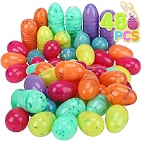 48PCS Easter Eggs Empty, 2.4'' Marbling Plastic Easter Eggs for Filling Candy&Treats, Easter Eggs Hunt, Easter Basket Stuffers Fillers, Easter Party Favor, Classroom Prize Supplies, Easter Decorations