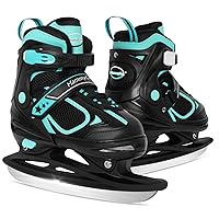 MammyGol Adjustable Ice Skates for Kids, Boys and Girls, Gray Blue Purple Ice Skates Size S, M, L, XL Hockey Lace-Up Skate for Beginner