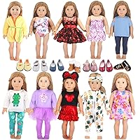 10 Sets 18 Inch Doll Clothes and 7 Paris of 18 inch Doll Shoes Suit Fit 18 inch Girl Doll,43cm Baby New Born Doll