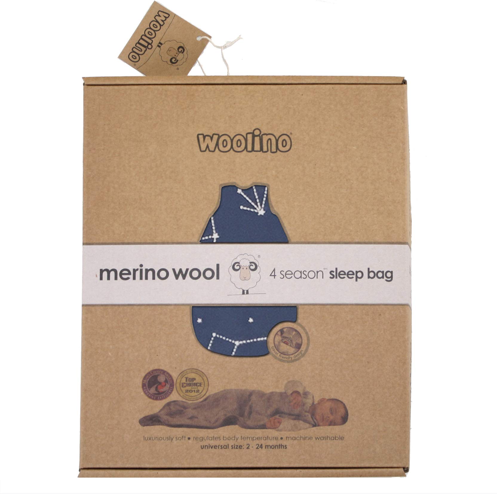 Baby Sleep Sack, Australian Merino Wool Sleeping Bag 2-24 Months, 4 Season Adjustable Wearable Blanket, Night Sky