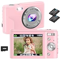 Digital Camera, Bofypoo Autofocus Kids Vlogging Camera FHD 1080P 48MP with 32GB Memory Card, 16X Zoom Point and Shoot Digital Camera, Compact Camera for Teens,Beginners Light Pink