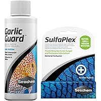 Seachem Laboratories Sulfaplex Seachem Garlic Guard Bundle Fish Food Soak Bundle BR0AD Spectrum suIfa ANTlBlOTIC antifungaI Saltwater Freshwater (100ml Garlic Guard + Sulfaplex)