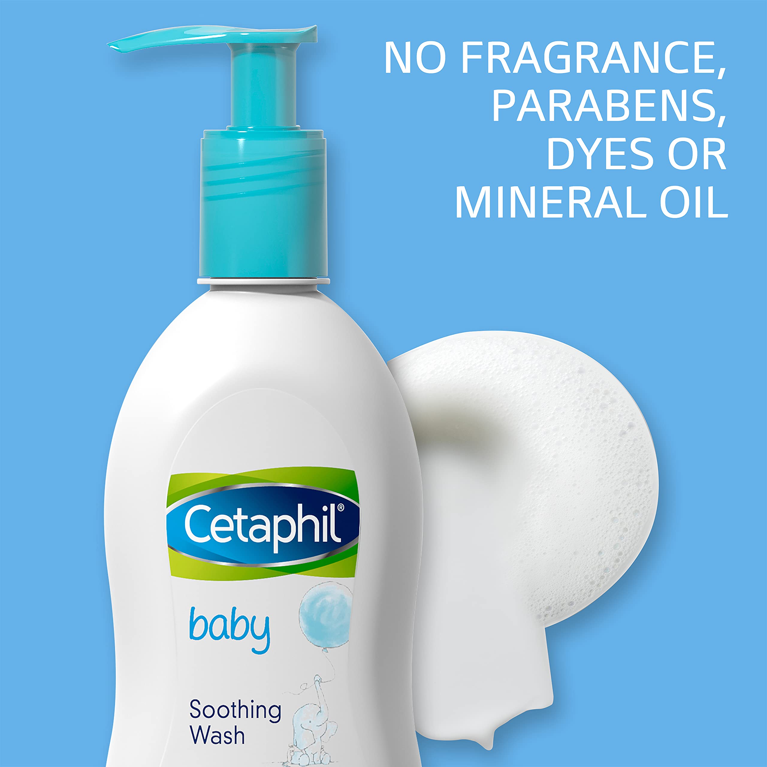 Cetaphil Baby Body Wash, Soothing Wash, Creamy & Gentle for Sensitive Dry Skin, Made with Colloidal Oatmeal and Niacinamide, Fragrance Free, Hypoallergenic, 5oz