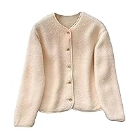 Cardigan Sweaters For Women Fashion Lamb Fleece Button Jacket Winter Warm Long Sleeve Sherpa Jacket Coats
