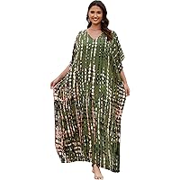 RanRui Women's Plus Size Caftans tie dye Vneck Kaftan Dresses Loose Soft Kaftan Loungewear
