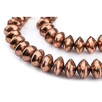 TheBeadChest Ethiopian Copper Saucer Beads, Large Hollow Handmade Bicone Lightweight Crafts Supplies for Jewelry Making (14mm)