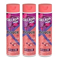 NOVEX Organic Collagen Infusion Shampoo (300ml)- Vegan Formula For Stronger Thicker and Shinier Hair - 3 Pack (Collagen)