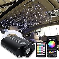 AMKI 16W Fiber Optic Lights,Starlight Headliner Light Kit APP/Remote Control Sound Activated Mode for Car&Home Decoration,Optical Fiber Cable Strands 0.75mm/0.03in 6.5ft/2m 450pcs