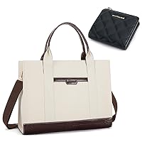 Missnine Canvas Laptop Tote Bag and Small Wallet for Women