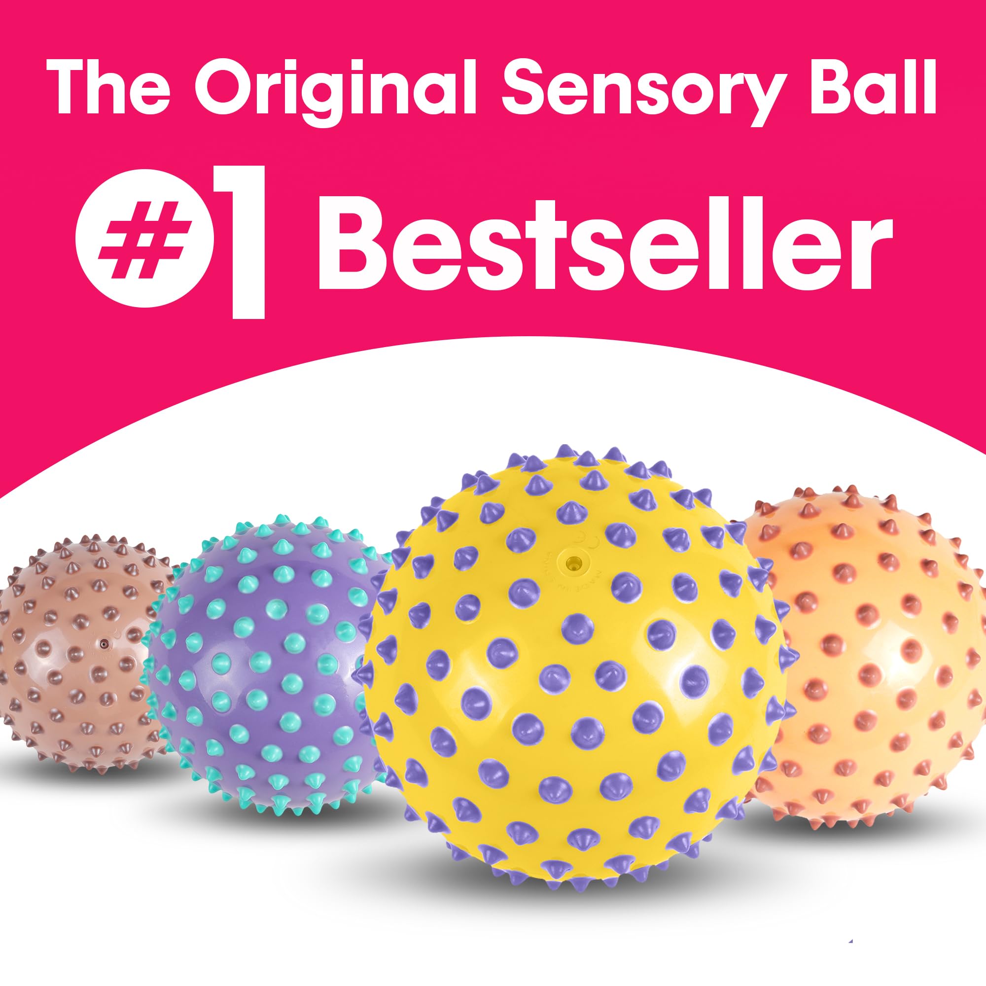 Edushape Sensory Ball for Baby - 7” Yellow/Purple Trendy Color Dots Baby Ball That Helps Enhance Gross Motor Skills for Kids Aged 6 Months & Up - Pack of 1 Vibrant Colorful and Unique Toddler Ball