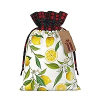 MQGMZ Yellow Lemon Print Xmas Gift Bags, Candy Bags For Wrapping Gifts For Halloween, Birthday, Wedding, 2 Sizes
