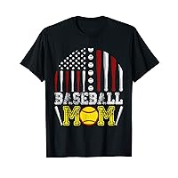 Baseball Mom Shirt American Flag Gifts Women Girl Softball T-Shirt