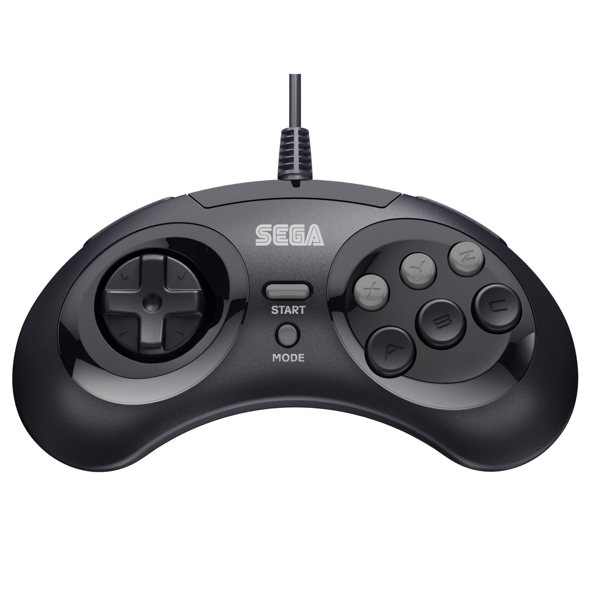 Retro-Bit Official Sega Genesis USB Controller 8-Button Arcade Pad for Sega Genesis Mini, Switch, PC, Mac, Steam, RetroPie, Raspberry Pi - USB Port - Black