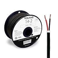 Voltive 14/2 Speaker Wire - 14 AWG/Gauge 2 Conductor - UL Listed in Wall (CL2/CL3) and Outdoor/In Ground (Direct Burial) Rated - Oxygen-Free Copper (OFC) - 100 Foot Spool - Black