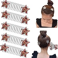 Invisible Star Hair Clip,Shiny Rhinestone Stars Hairpin,U Shape Hair Finishing Fixer Comb,Sweet Cartoon Spring Hair Comb,Hair Styling Tools for Girls