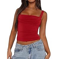 Womens Going Out Crop Tops Basic Shirts Sexy Cute Y2K Tube Tank Top Summer Fashion 2024