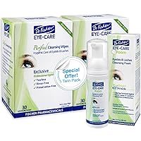 Eye Wipes and Eyelid Cleanser, Eyelash Foam. Hypoallergenic Eye Care for Demodex Blepharitis Allergy