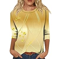 3/4 Sleeve Shirts for Women Plus Size Cute Graphic Tees Blouses Casual Basic Tops Pullover
