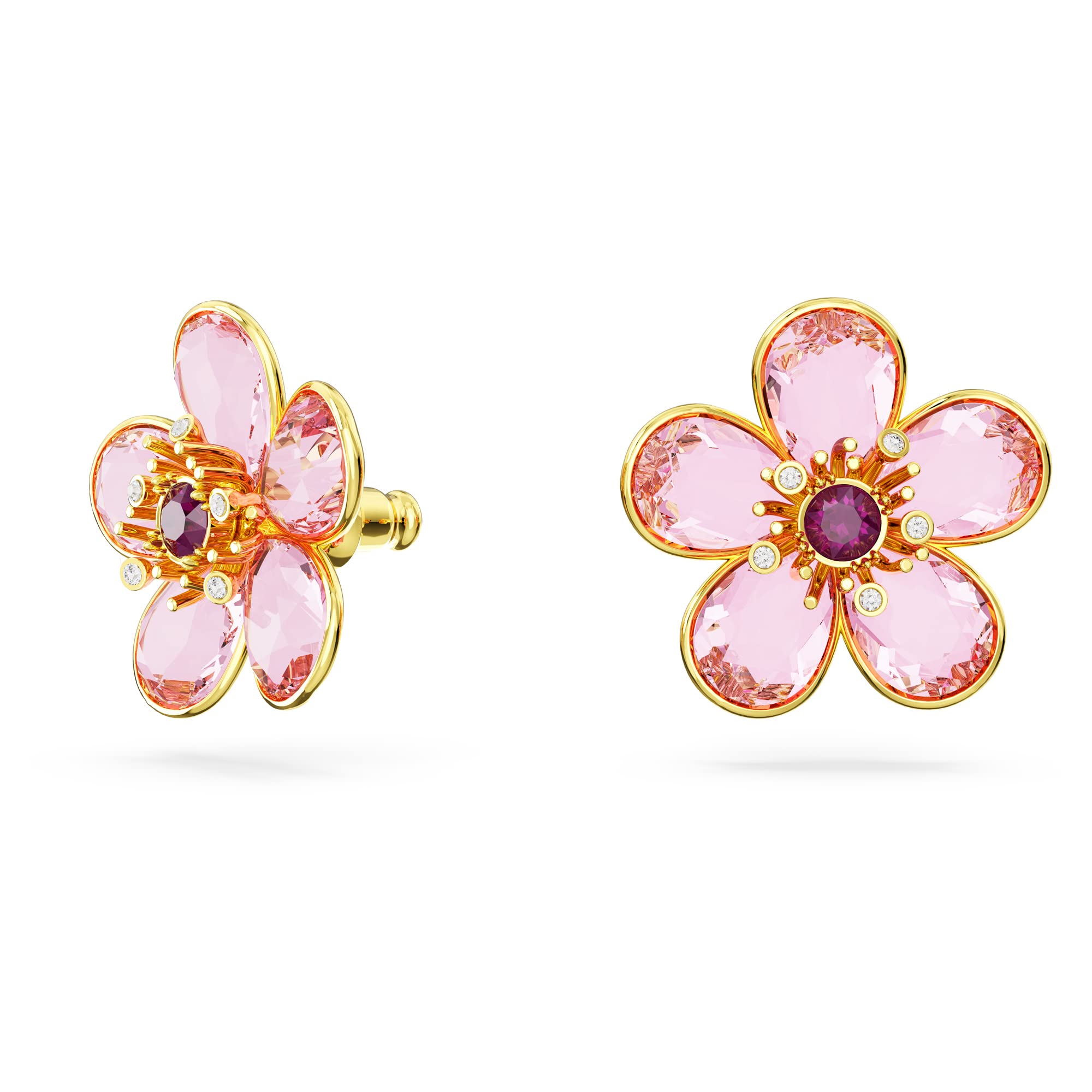 Swarovski Florere Pierced Stud Earrings with Yellow Crystals in Flower Motif on Gold-Tone Finish, Part of the Swarovski Florere Collection