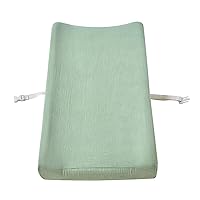 Muslin Changing Pad Covers, Neutral Fitted Muslin Diaper Changing Table Pad Sheet Covers for Newborns Infants Baby Boys Girls (Green)