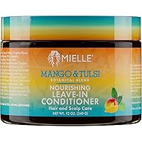 Mielle Organics Mango & Tulsi Nourishing Leave-In Conditioner for Wavy & Curly Hair, Moisturizes, Detangles, and Strengthens, Vegan and Cruelty-Free, 12 Ounce