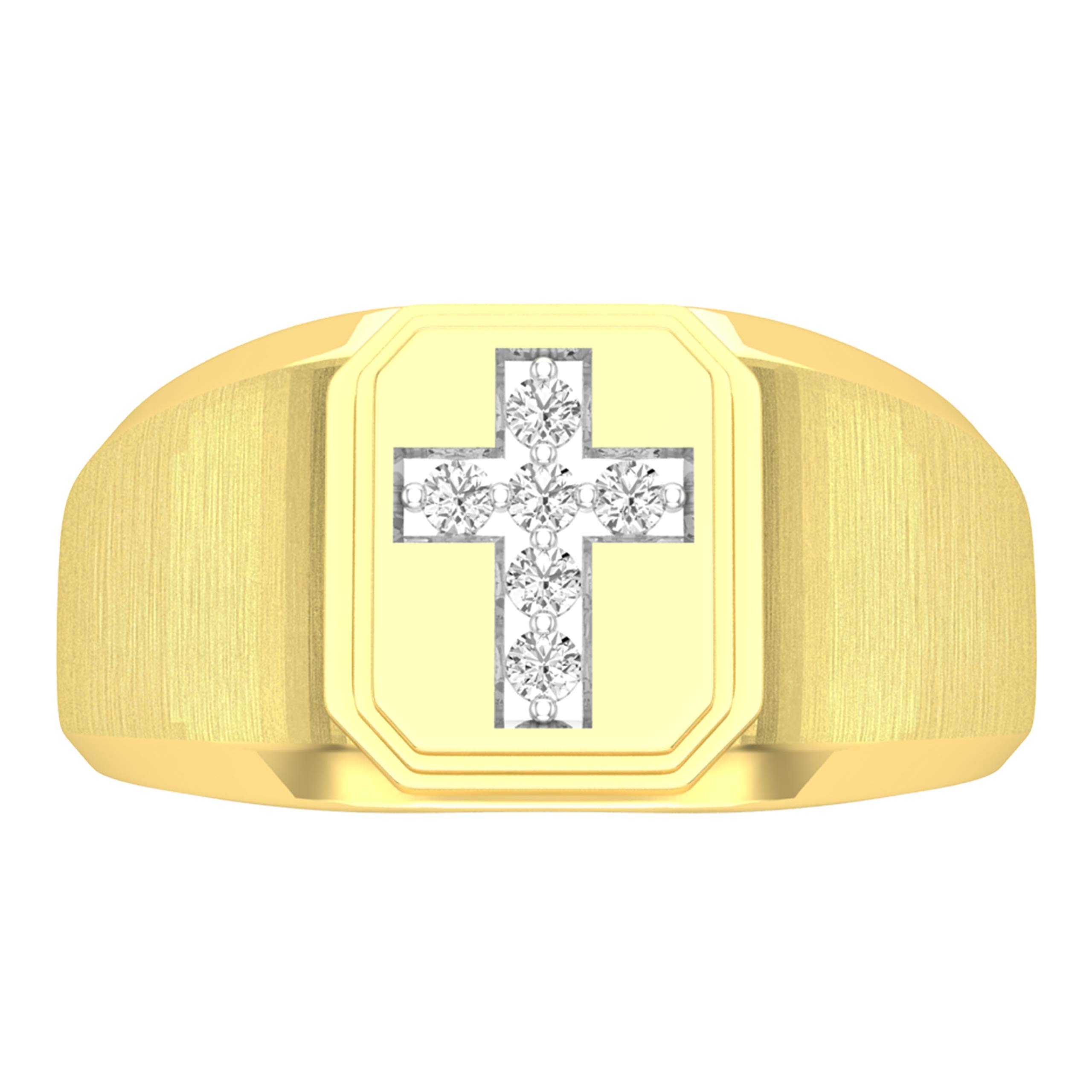 Dazzlingrock Collection 0.10 Carat (ctw) 10k Round Diamond Mens Cross Band Ring, Yellow Gold