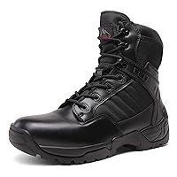 NORTIV 8 Men's Military Tactical Work Boots Side Zipper Leather Motorcycle Combat Boots (6-8 Inches)