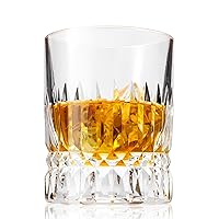 KANARS Crystal Whiskey Glass for Men - 9 Oz Rock Glass in Gift Box - Crafted Liquor Glass Tumbler for Scotch Bourbon Rum and Cocktail - Heavy Thick Base Lowball Glass