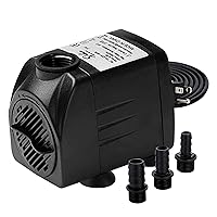 Simple Deluxe 290 GPH Submersible Water Pump with Adjustable Intake, 21W durable fountain water pump for Fish Tank, Hydroponics, Fountains, Ponds, Aquariums Black