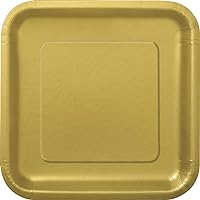 Gold Solid Square Dessert Plates - 7