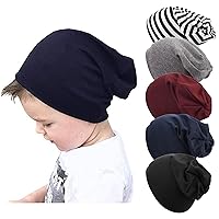 DRESHOW BQUBO 5 Pack Unisex Baby Hats for Kids Cotton Skull Caps Soft Cute Knit Cap Baby Toddler Beanie