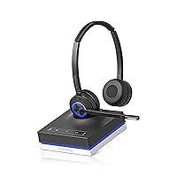 LH675 3-in-1 Wireless Office Headset with Mic – Wireless DECT Headset for Office Phone, Computer and Cell Phone – 5-Year Warranty – Single and Dual-Ear Wearing Styles